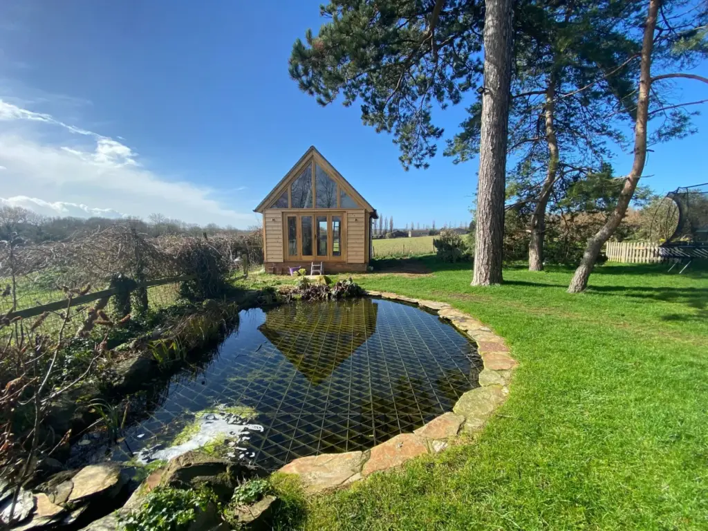 Stillwater Meadow — Pond & Oak-Framed Building before