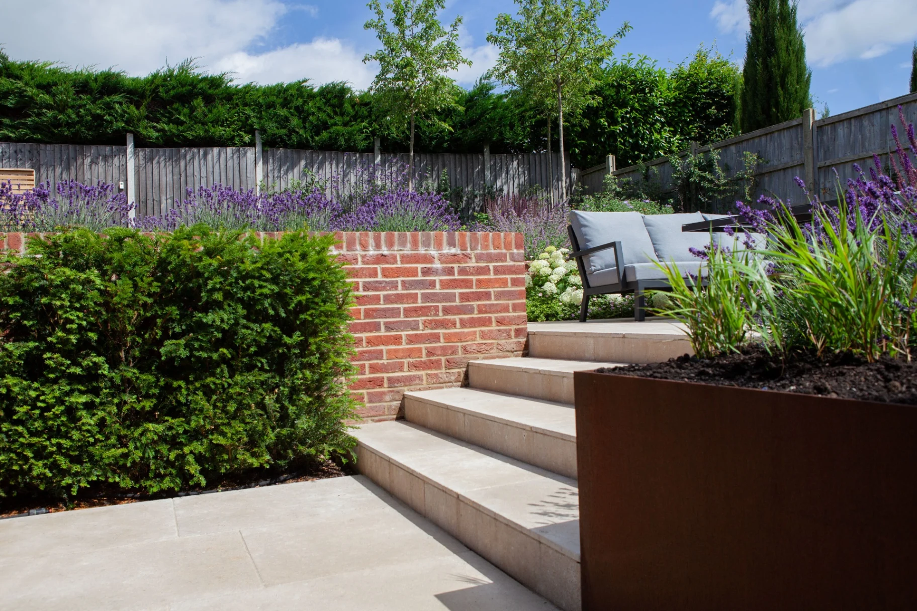 Brickwork & Bloom — garden design and build project by Refined Landscapes