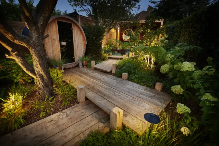 Garden lighting design in a completed Refined Landscapes project