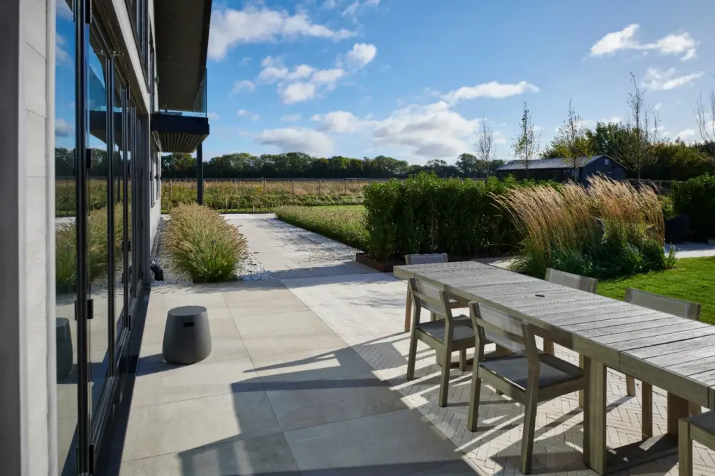 Cottered Barn — Main Terrace & Paving after