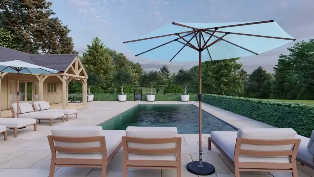 Luxury Pool and Outdoor Kitchen Garden: 3D design fly-through