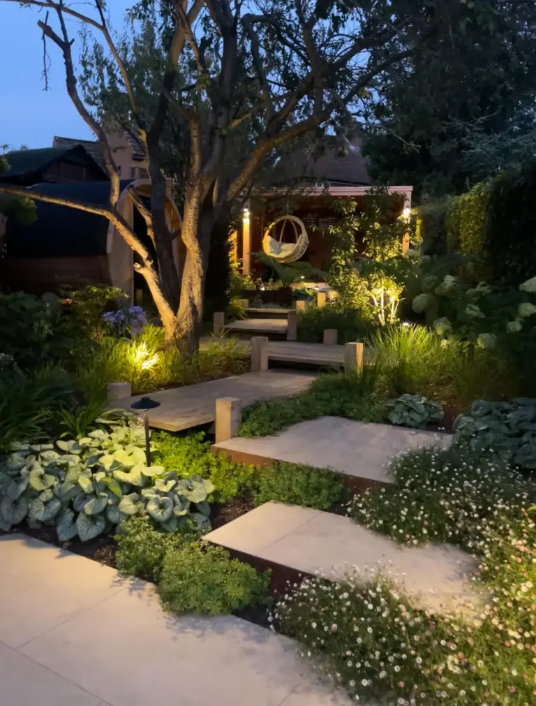 Garden borders softening as the planting establishes