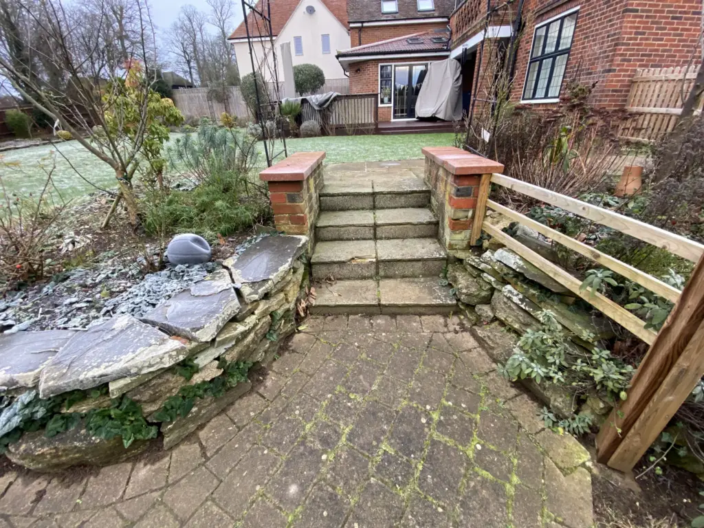 The Poolside Garden — The steps to the terrace before