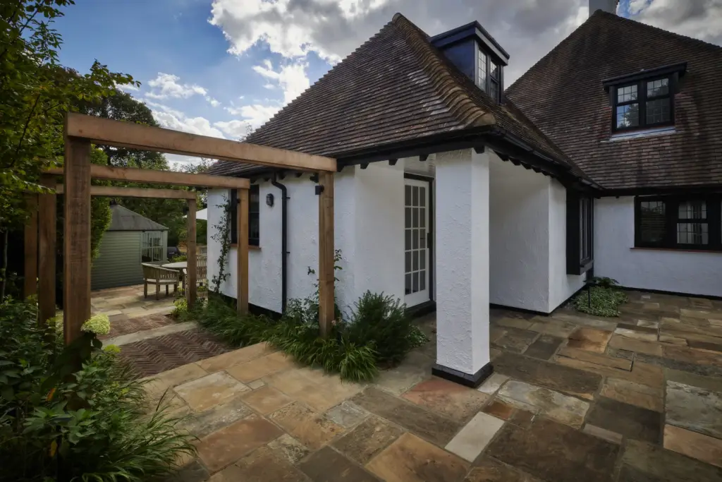 The Yorkstone Garden — The courtyard terrace after